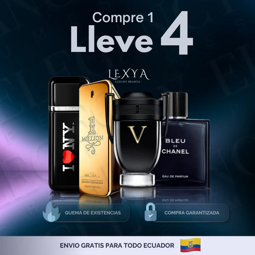 KIT 4 PERFUMES IMPORTADOS | 212 BLACK | 1 MILLION | INVICTUS V | BLEU DE CHANEL